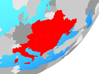 Obraz premium CEI countries on blue political globe.