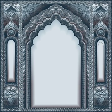 Indian ornamented arch. Color silver