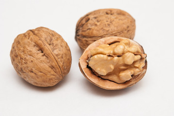 walnuts on white background