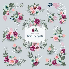 Poster Vector illustration of floral bouquets collection. A set of beautiful flowers and branches for for Wedding, anniversary, birthday and party. Design for banner, poster, card, invitation and scrapbook   © Jung Suk hyun