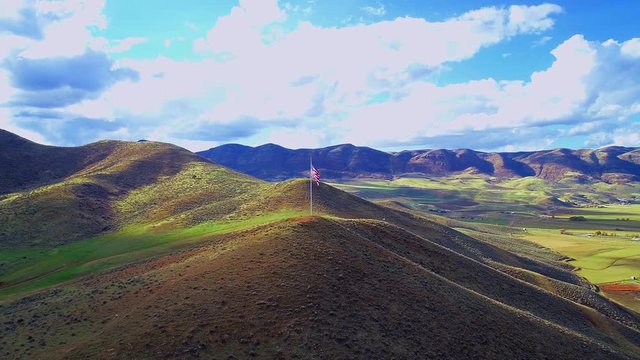 Flag flying in the mountains