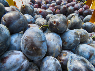 Fresh plums on the market