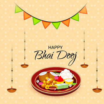 Vector illustration of a Background for indian festival of Happy Bhai Dooj Celebration.
