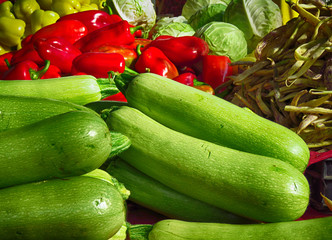 Fresh zucchini on the market