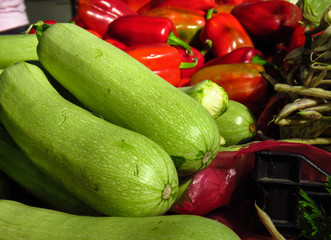 Fresh zucchini on the market