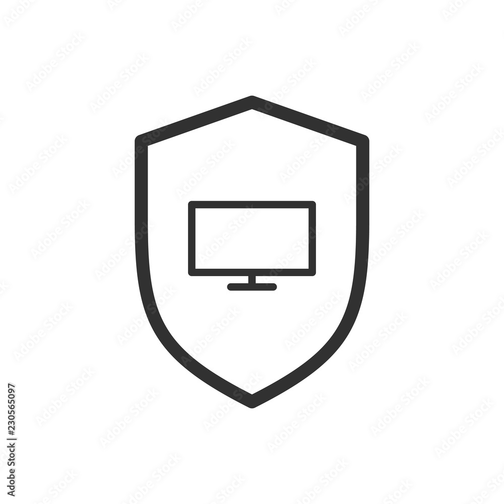Poster shield line icon. web security symbol. computer shield. email encryption privacy data protection. in