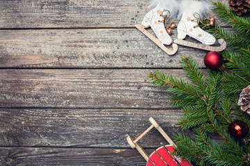 Christmas wooden background