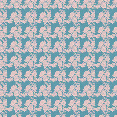 Pink roses on a green, emerald background. Wallpaper, texture, seamless