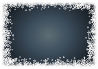 Vector Winter Background. A cold Christmas. Frame made of snowfall and ice crystals - obrazy, fototapety, plakaty