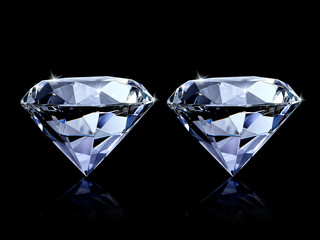 Dazzling diamond on black background