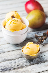 Homemade mango ice cream
