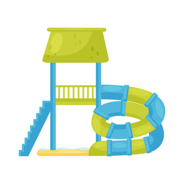water slide tower blue green clip art preview