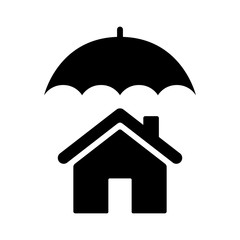 Umbrella covering house or home / homeowners insurance flat vector icon for real estate apps and websites