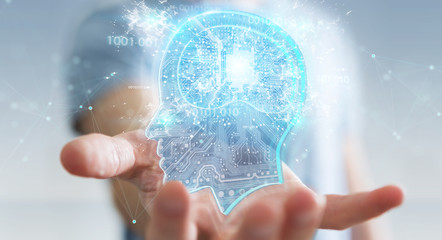 Businessman creating artificial intelligence 3D rendering