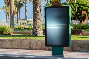 Outdoor billboard advertisement in seaside resort city