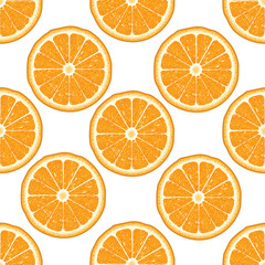 Seamless pattern with orange slices on a white background.