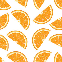 Seamless pattern with orange slices on a white background.