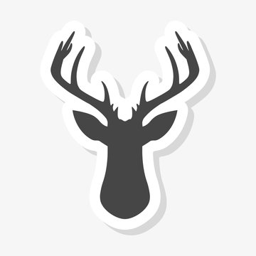 Silhouette head deer, Deer head sticker