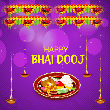 Vector illustration of a Background for indian festival of Happy Bhai Dooj Celebration.