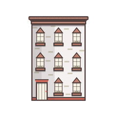 Vector cartoon flat line city house, front view