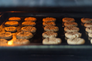 oatmeal cookies in the oven. Homemade baking.
