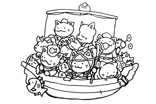 猫の七福神 塗り絵 Stock Illustration Adobe Stock