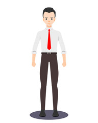 Flat character illustration, businessman, young worker standing