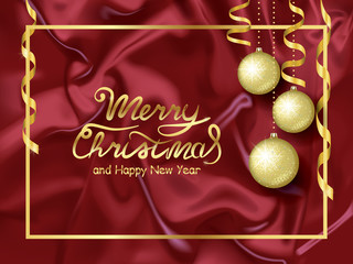 Fototapeta na wymiar Merry Christmas and Happy New Year greeting card