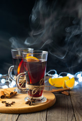 Hot mulled wine, christmas drinks