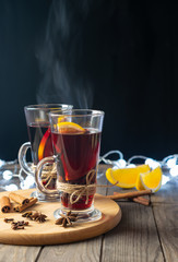 Hot mulled wine, christmas drinks