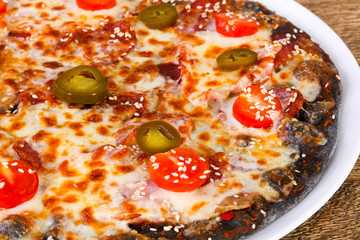Pizza pepperoni with pepper