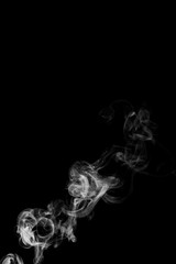 abstract white smoke in the air on a black background