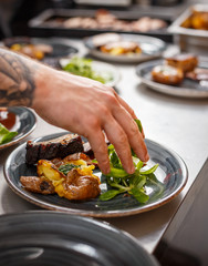 Chef plating dish