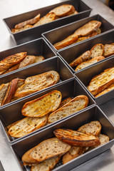 Slices of bread with olive oil