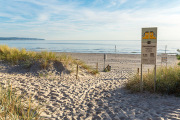 Dunes transition at the Prora beach at the seaside resort Binz on the Rügen island