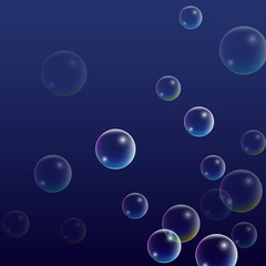 ubble with Hologram Reflection. Set of Realistic Water or Soap Bubbles for Your Design.