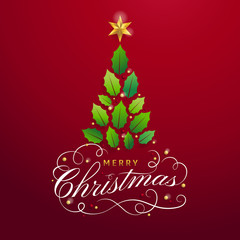 Merry christmas card with graphic christmas tree in vector illustration