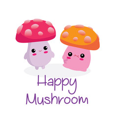 Cute character mushroom fungi logo