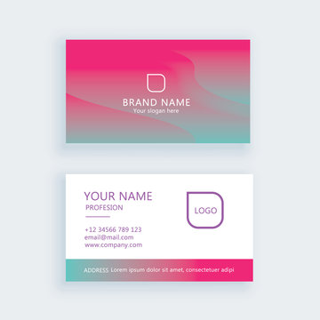 Modern business card template pink gradient