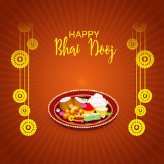 Vector illustration of a Background for indian festival of Happy Bhai Dooj Celebration.