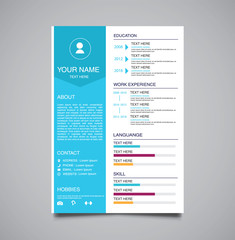 Obraz premium Template curriculum vitae light blue