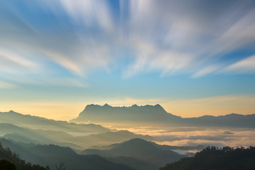 Landscape of sunrise on Mountain at Doi Luang Chiang Dao, ChiangMai Thailand