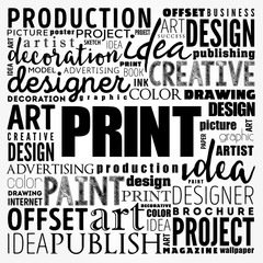 PRINT word cloud, creative business concept background