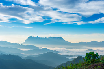 Landscape of sunrise on Mountain at Doi Luang Chiang Dao, ChiangMai ,Thailand