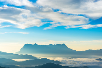 Landscape of sunrise on Mountain at Doi Luang Chiang Dao, ChiangMai ,Thailand