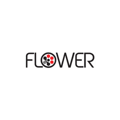 FLOWER word with bee and honey comb logo