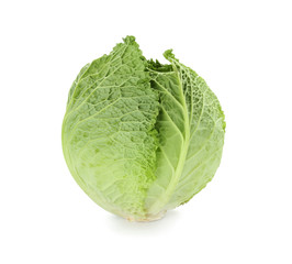 Fresh savoy cabbage on white background