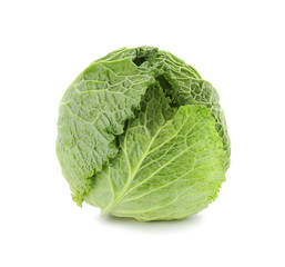 Fototapeta premium Fresh savoy cabbage on white background