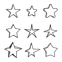 asterisks icons set. isolated objects silhouettes