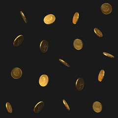 seamless golden euro coins pattern. realistic vector illustration.